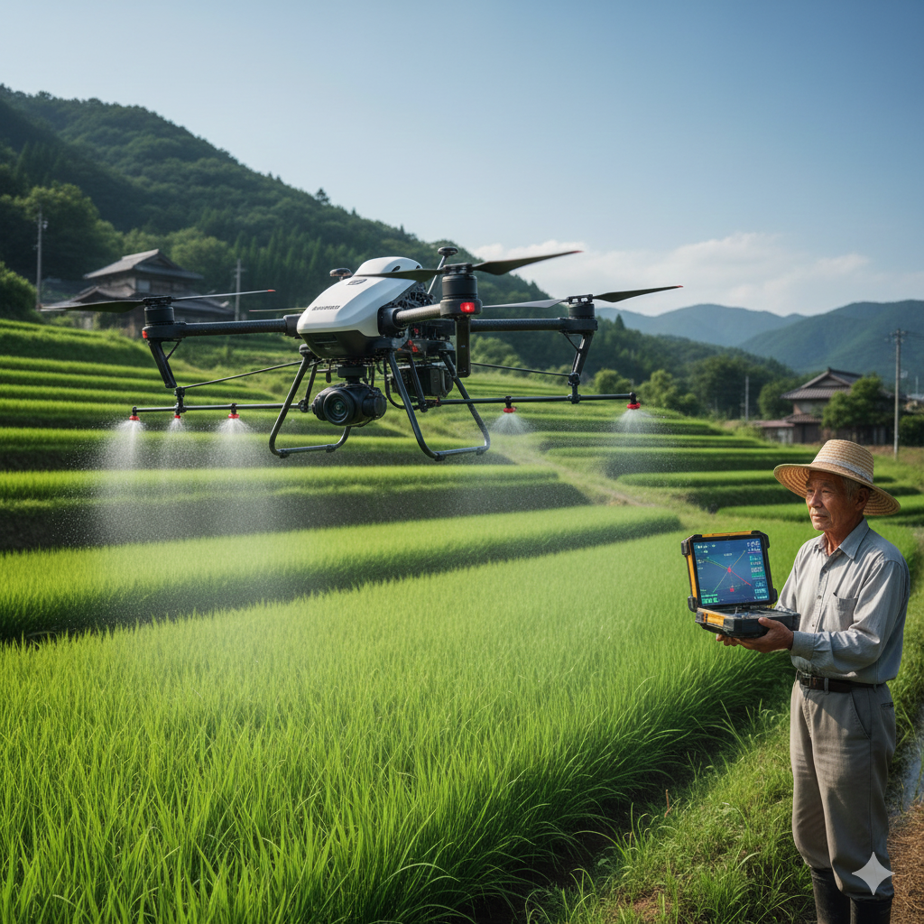 Drone Pertanian Presisi: Solusi Agroteknologi Jepang untuk Lahan Sempit dan Tenaga Kerja Tua.